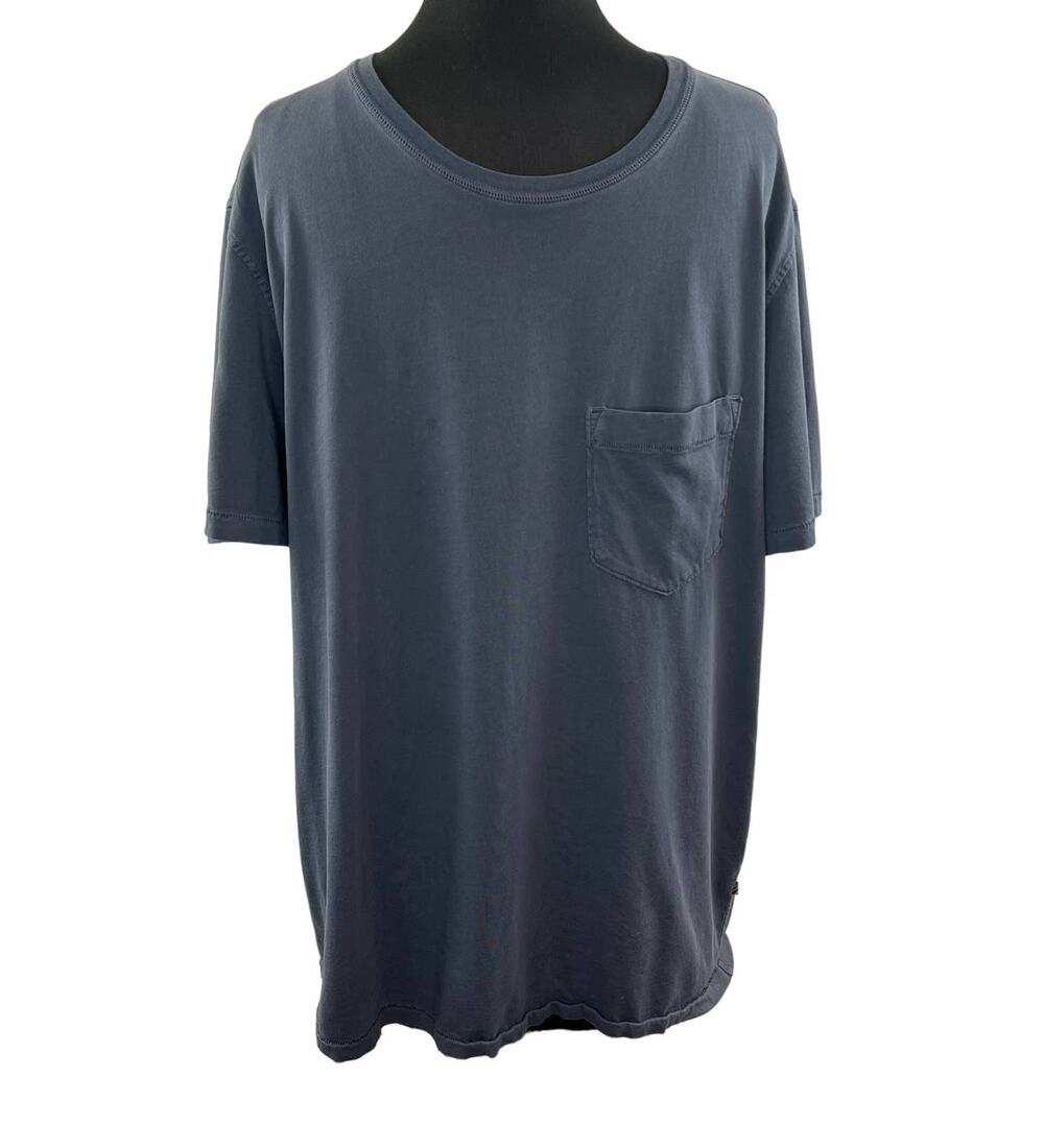 Billy Reid Gray XL Top Cotton Patch Pockets Round Neck Short Sleeve Pullover